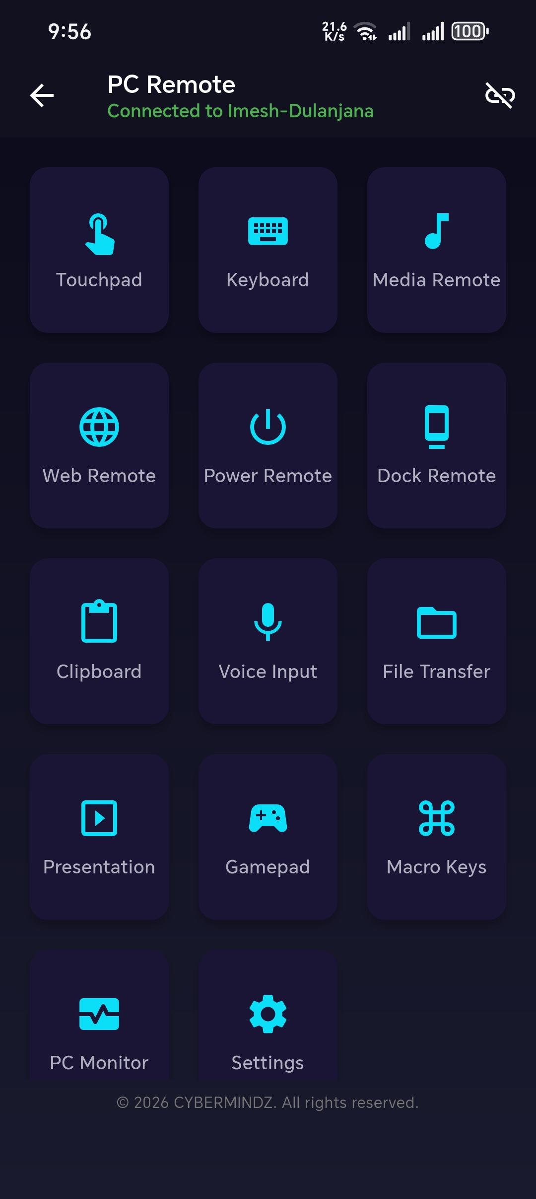 PC Remote dashboard
